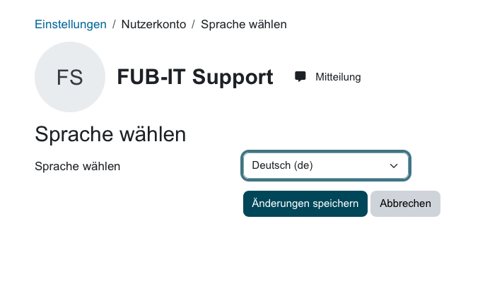 Sprachwahl permanent
